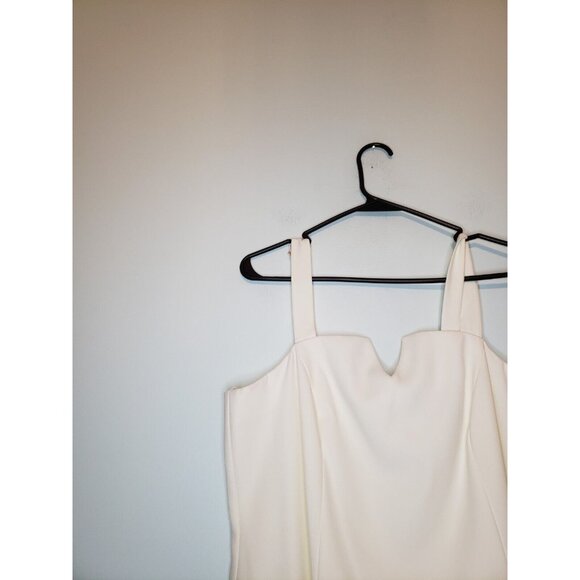 Caramia Womens 14 Midi Dress White Elegant Semi Formal Sleeveless Minimalist - Picture 4 of 5